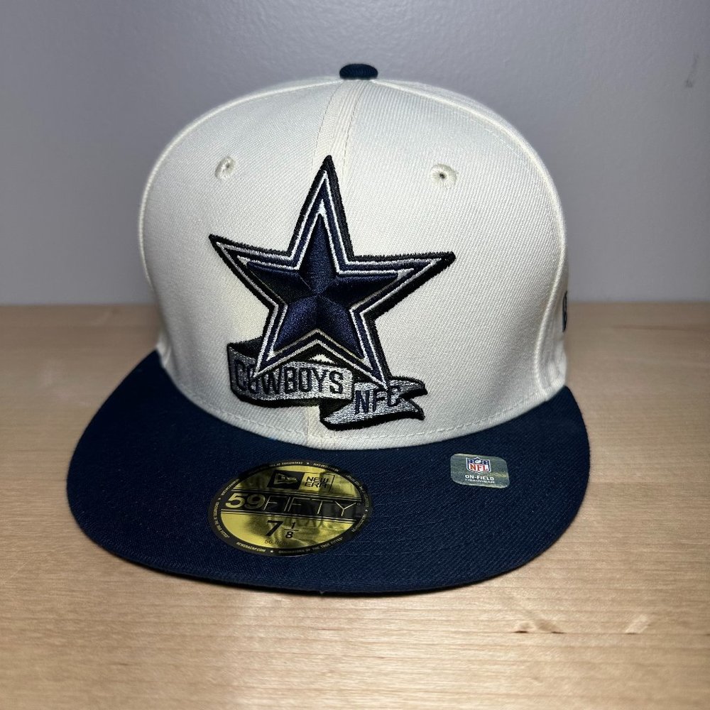 Dallas Cowboys Baseball Fitted Hat Cap New Era 59Fifty Cream Navy Star Banner